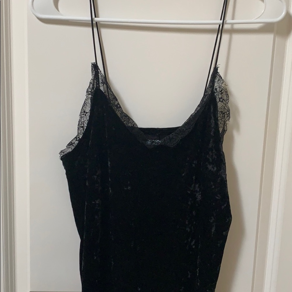 Black velvet and lace camisole